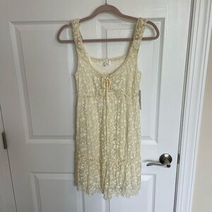 Elegant Cream Lace Mini Dress
